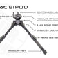 ATAC Bipod Long Carbon Tilt Picatiny 230 mm with rubber and Spike/Claw foot