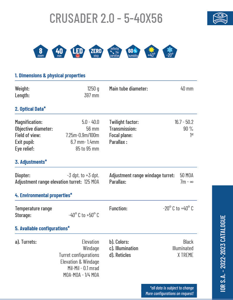 IOR Crusader 2.0 5-40X56 MIL FFP